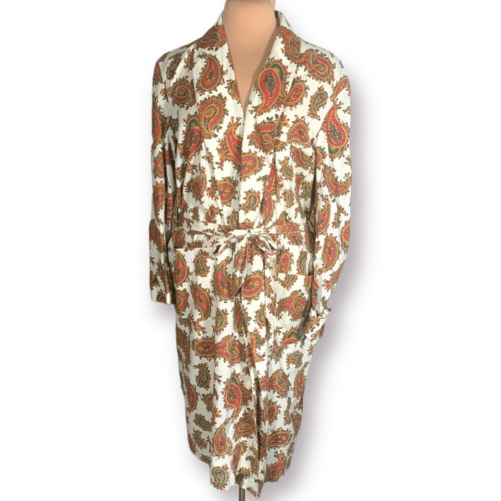 Vintage Towncraft Paisley Robe JCPenney Belted Lounge Coat 70s Boho Unisex